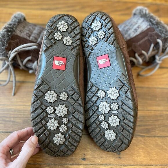 North Face Like New Brown Nuptse Purna II Women’s boots size 10 fur lined - Picture 3 of 10
